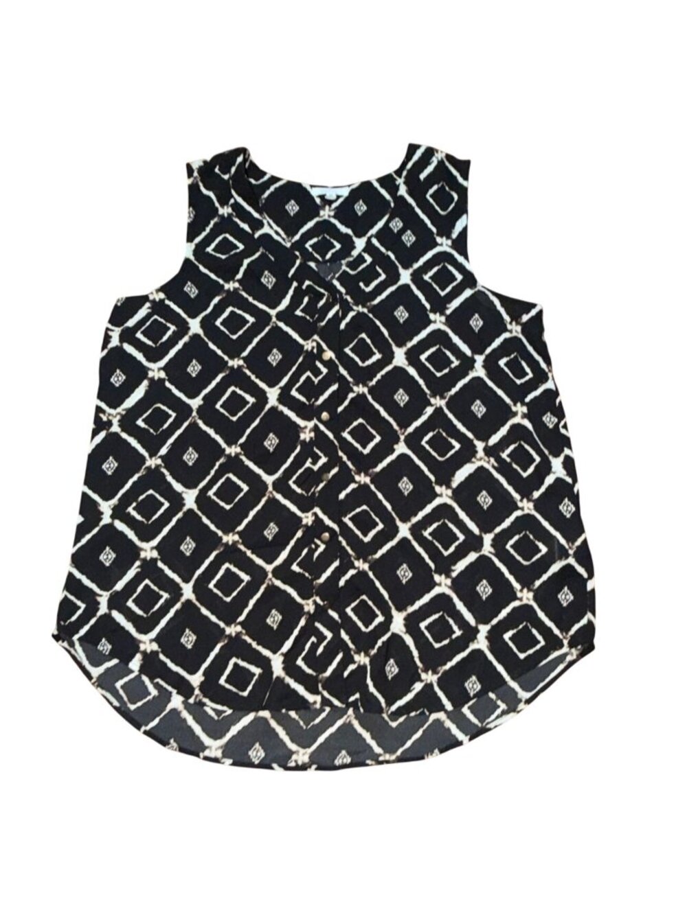 Maurices Womens Geometric Sleeveless Blouse-Black & White-L-GUC - Picture 1 of 6